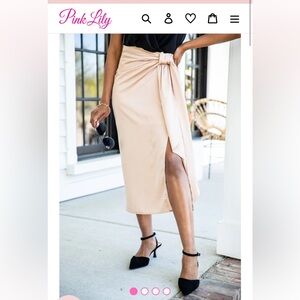 Pink Lily Satin Skirt